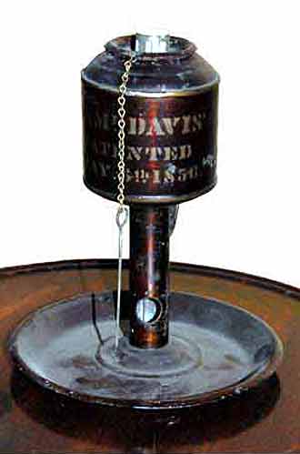 Photo of Samuel Davis lard lamp May 6, 1856 patent