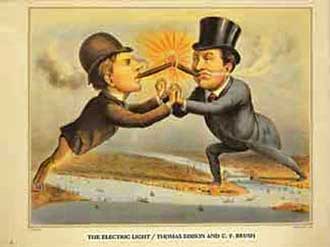 Photo of Cartoon Depicting Competition Between Edison and Brush