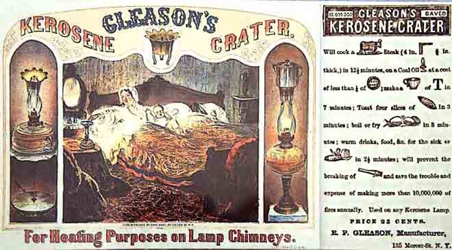 Ad for Gleason's Crater Chimney Top Heating Attachment