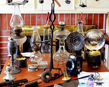 Table with the lighting items brought for display and discussion